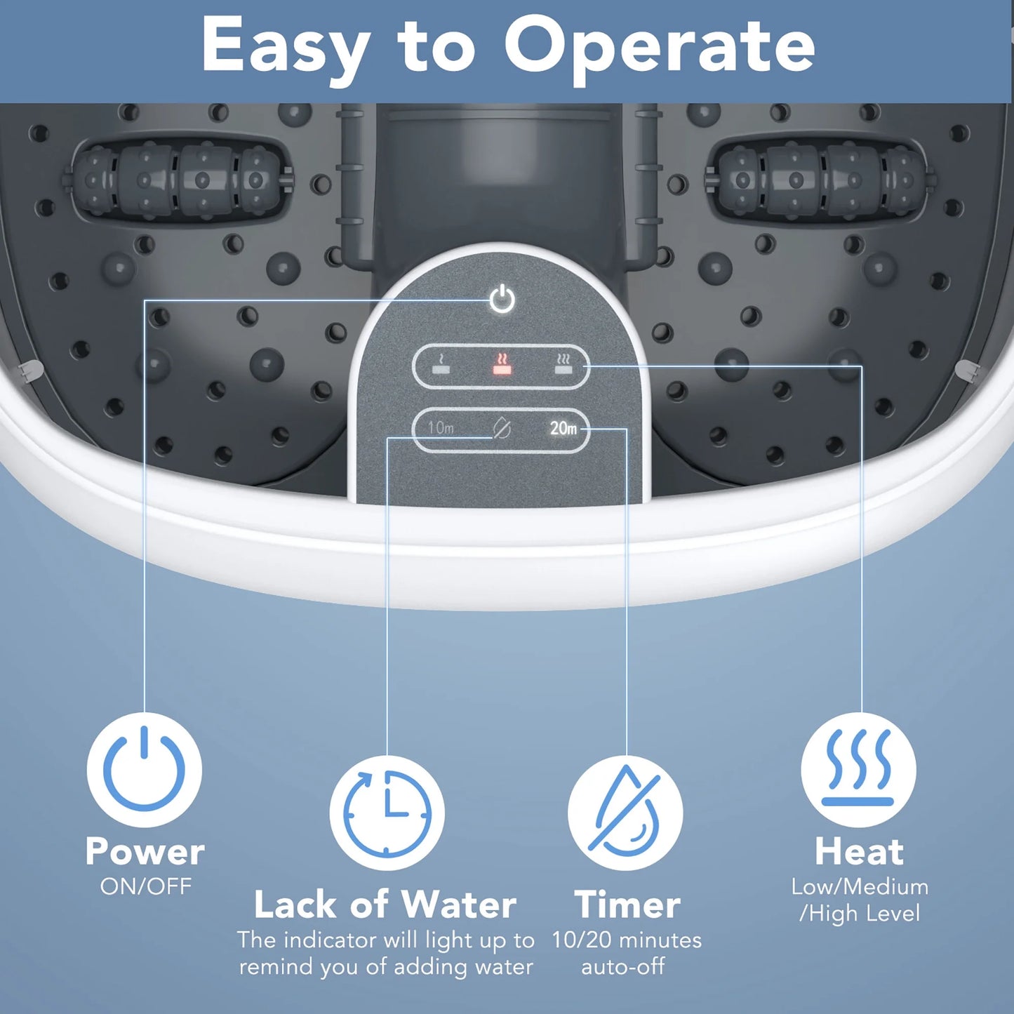 Steam Foot Spa Massager Foot Bath Massager with 3 Heating Levels and Timers