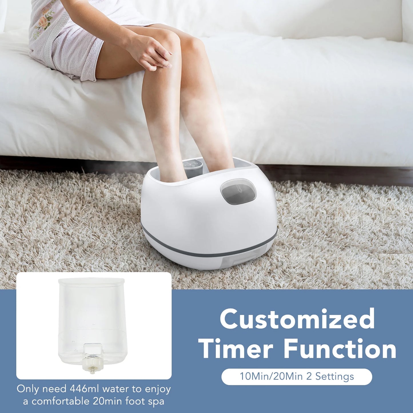 Steam Foot Spa Massager Foot Bath Massager with 3 Heating Levels and Timers
